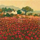 Hazel Barker Poppy Field near Aix-En-Provence painting
